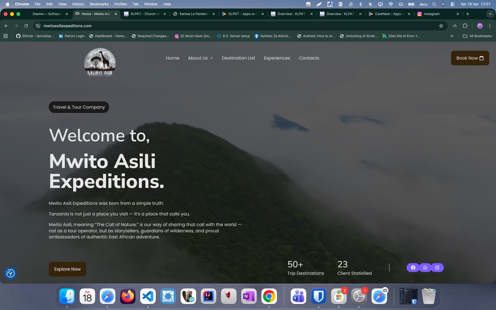 Mwito Asili Expeditions website hero